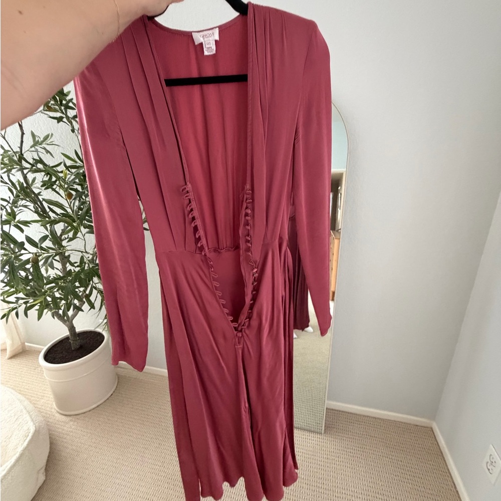Elegant Long Sleeve dusty Pink Dress